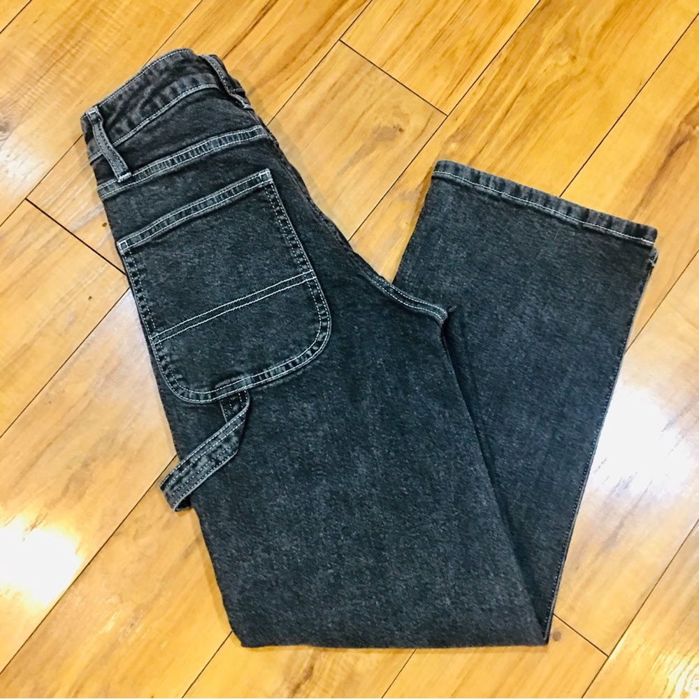 High rise carpenter jeans black dark grey gray teen style 00 school trending